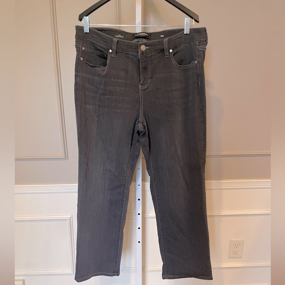Liverpool The Straight Charcoal Gray Black 18W denim jeans stretch casual - Picture 1 of 4
